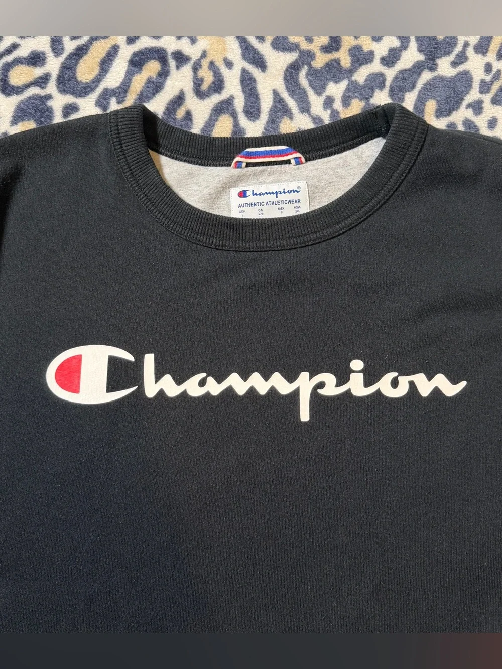 Champion Black Crewneck Sweatshirt with White Logo